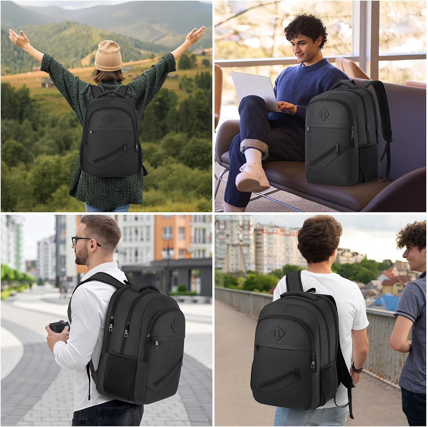 BIKROD Backpack for Men and Women, School Backpacks for Teen Boys Girls, Water Resistant Sturdy Anti Theft Travel Laptop Backpack, Black Student Bookbag Fits 15.6 Inch Laptop, Gifts - Image 7