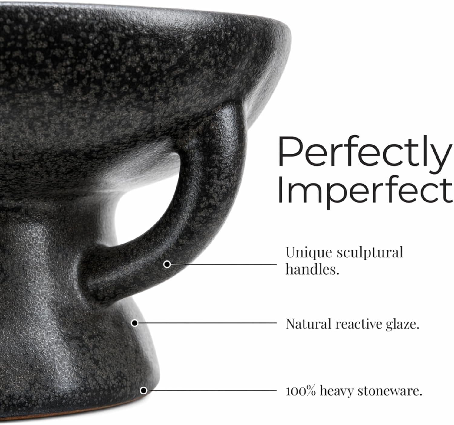 Creative Co-Op Stoneware Bowl with Handle and Base, Black Reactive Glaze - Image 9
