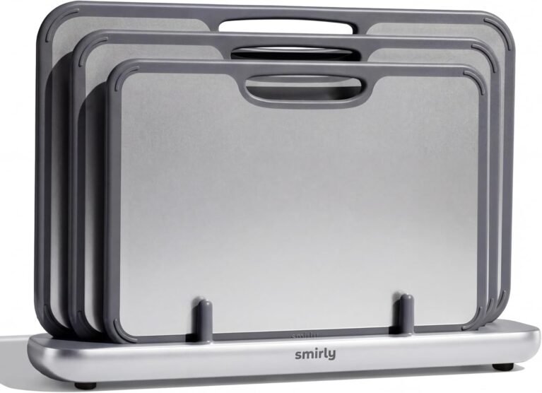 SMIRLY Titanium Cutting Board for Kitchen, with Holder, 3 Pack, Silver