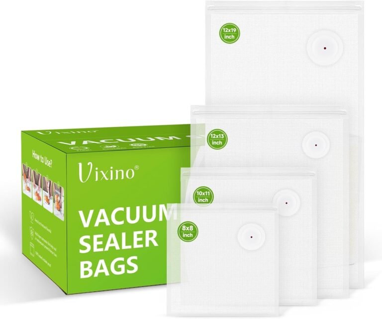 Vixino Vacuum Sealer Bags, 40 Reusable Vacuum Sealer Bags for Food, BPA-Free, Meal Prep and Sous Vide Cooking,Works for Handheld Sealer and Vac Sealer Machine with External Vacuum Systems