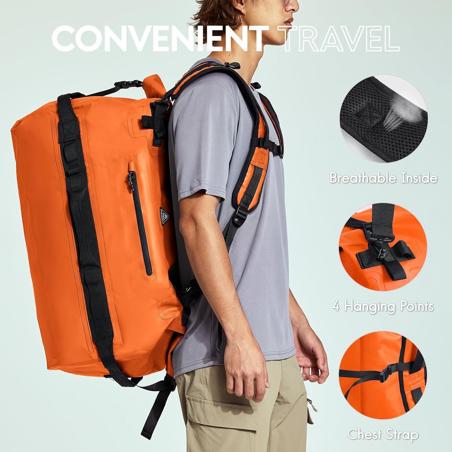 Haimont IPX7 Waterproof Roll-Top Dry Duffel Backpack Bag - Image 4