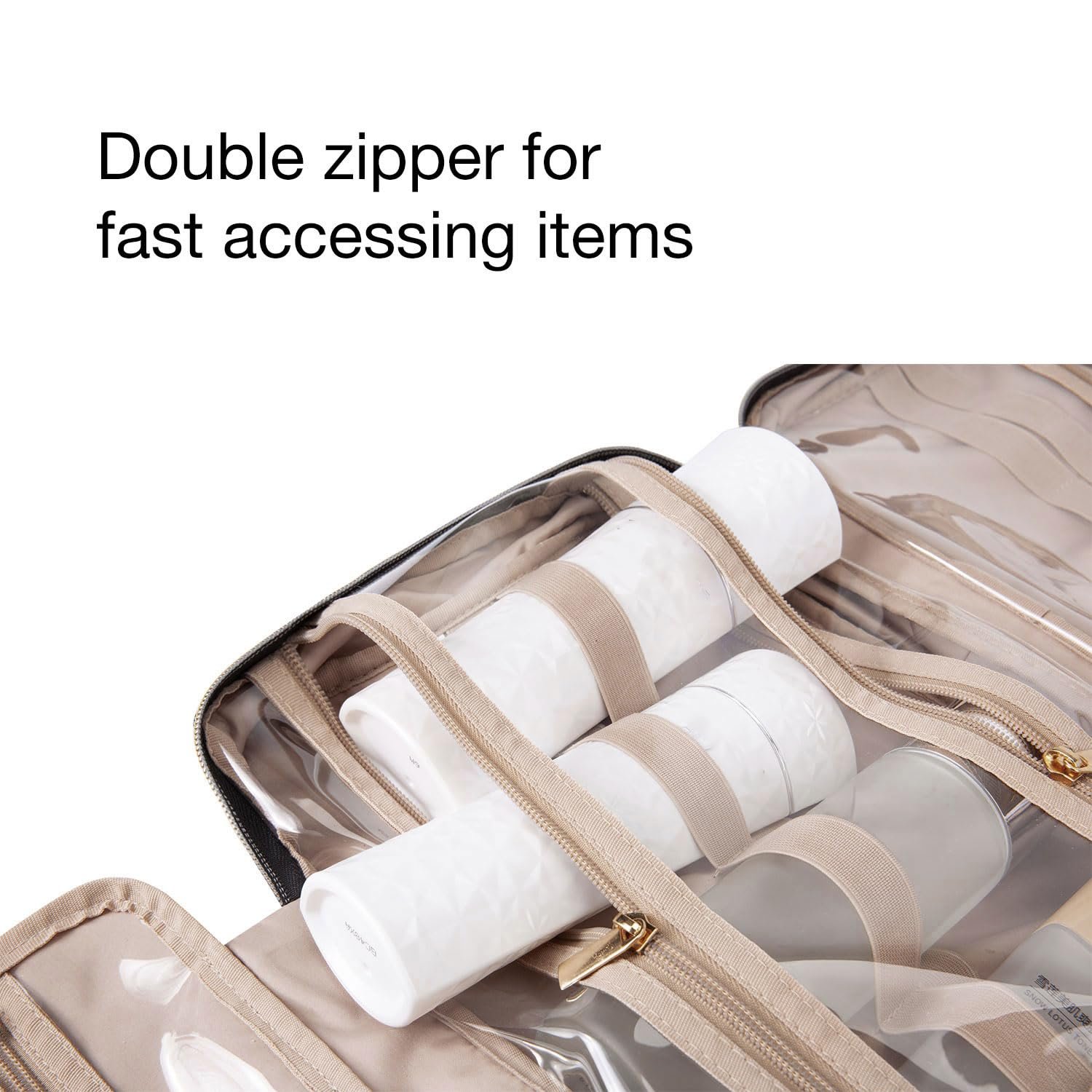 BAGSMART Large Toiletry Bag Travel Bag with Hanging Hook, Water-resistant Makeup Cosmetic Bag Travel Organizer for Accessories, Shampoo, Full Sized Container, Toiletries - Image 5