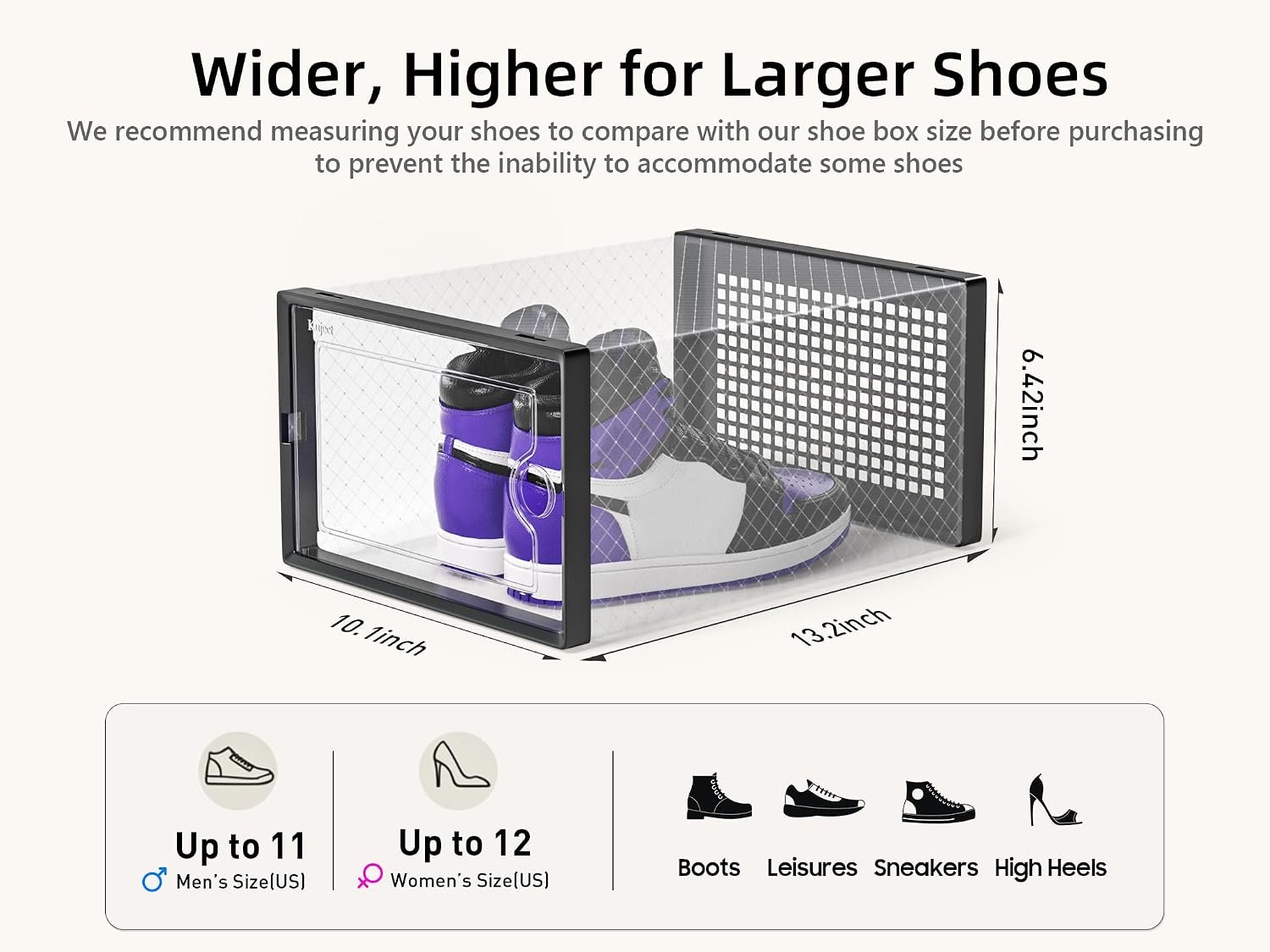 Kuject X-Large Shoe Storage Boxes 12 Pack, Clear Stackable Shoe Organizer - Image 3