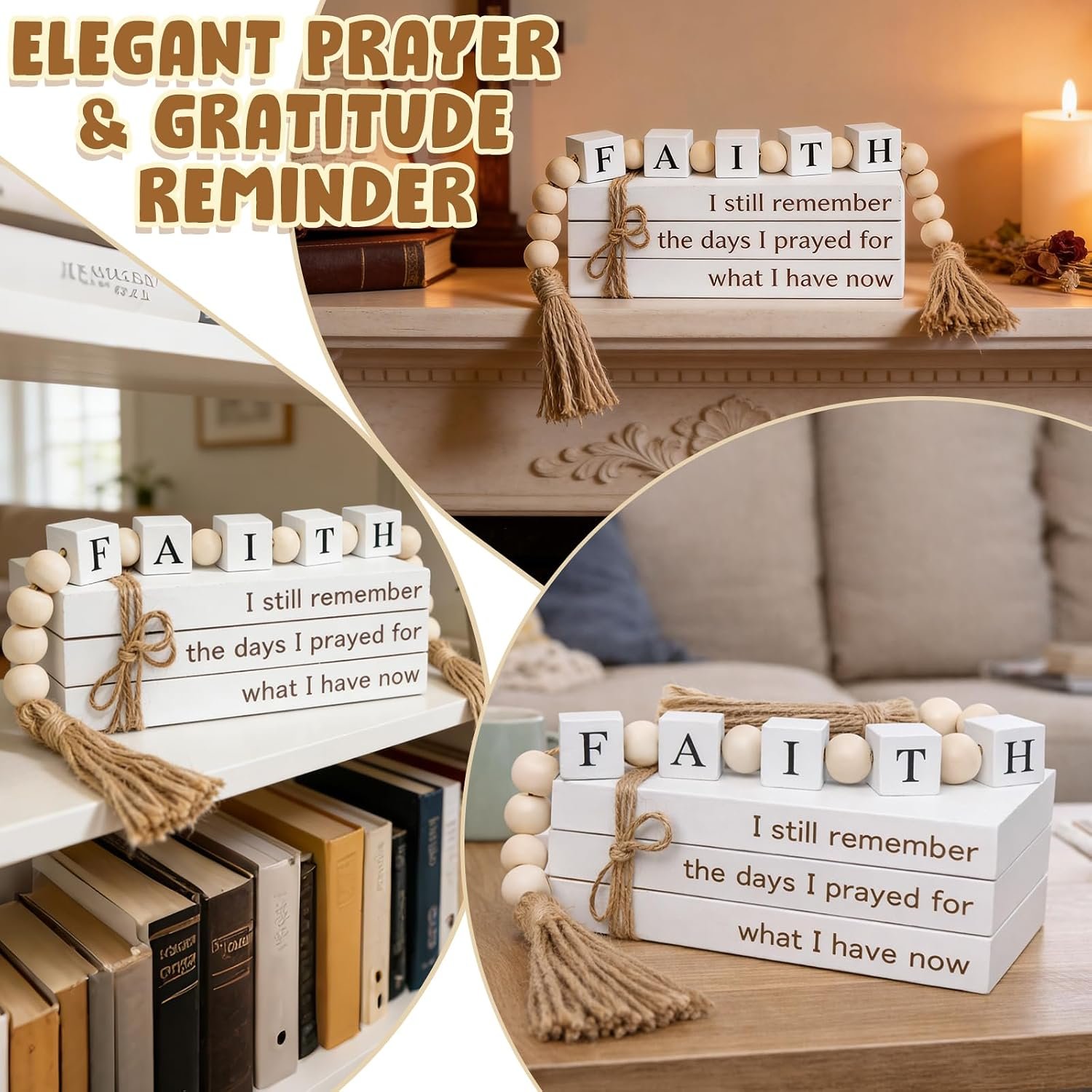 Farmhouse White Fake Decorative Books Wooden Box for Home Office Decor - Religion Christian Faith Aesthetic for Living Room, Console Table, Bookshelf, Tv Stand, Entryway - Image 7