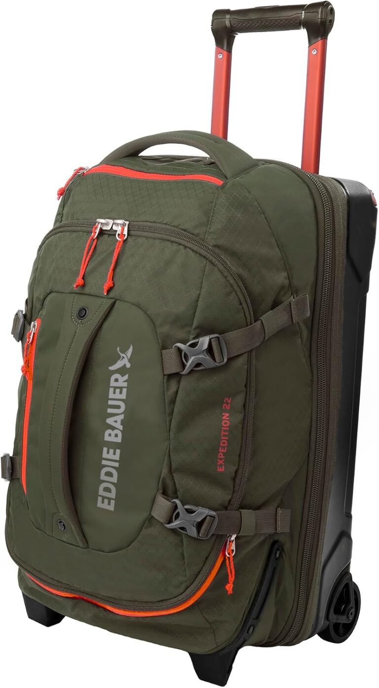 Eddie Bauer Expedition Rolling Duffel Bag with Wheels - Dark Thyme, 22"