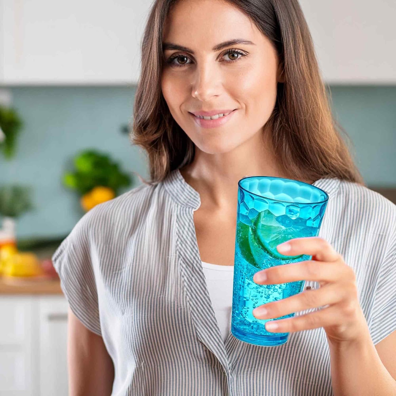 Amazing Abby - Iceberg - 24-Ounce Plastic Tumblers (Set of 8), Mixed-Color High-Balls, Reusable, Stackable, BPA-Free, Shatter-Proof, Dishwasher-Safe - Image 2