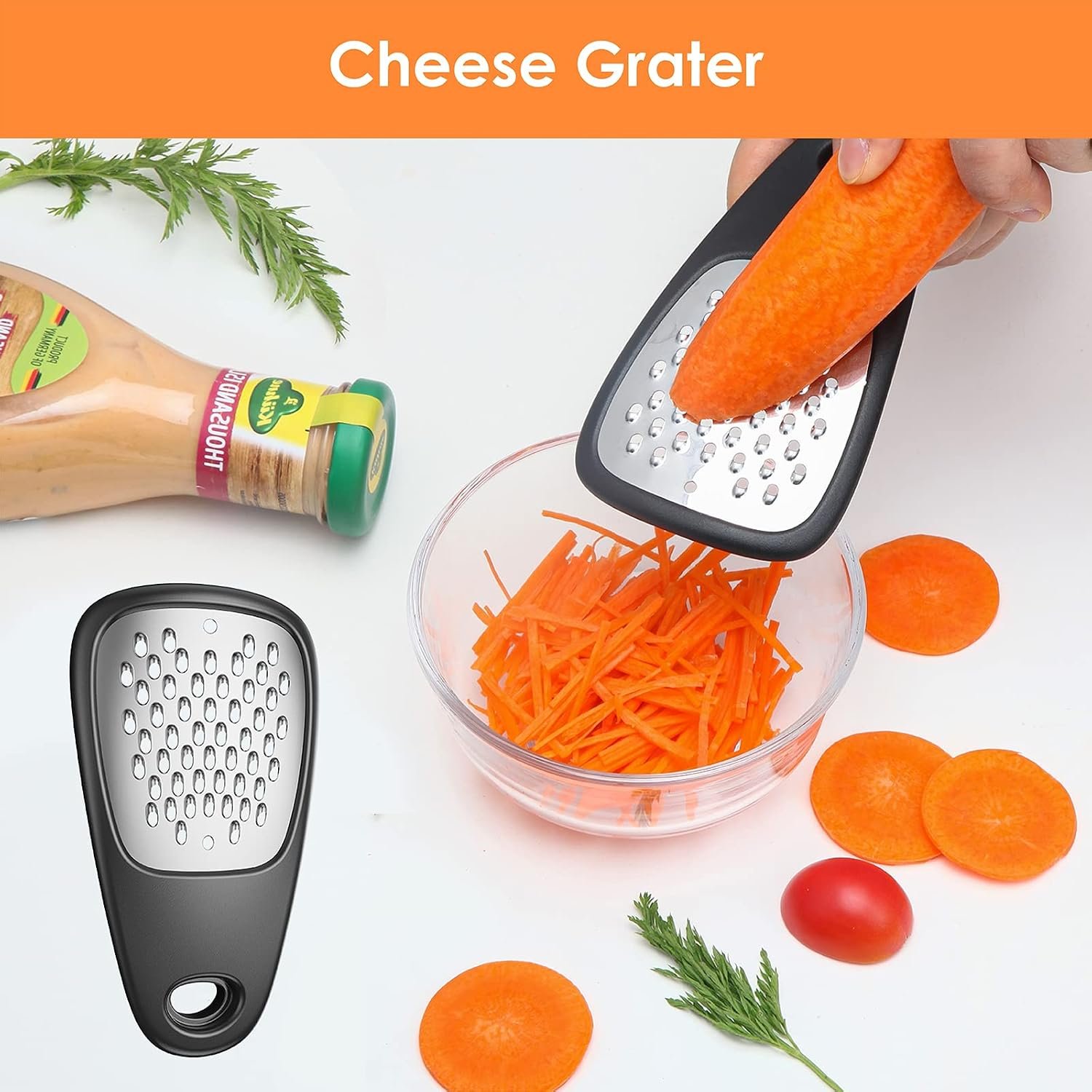 Pisol Kitchen Unique Gadgets Set 6 Pieces, Space Saving, Cheese Grater, Bottle Opener, Fruit Vegetable Peeler, Pizza Cutter, Garlic Ginger Grinder, Herb Stripper Gift Set - Image 2
