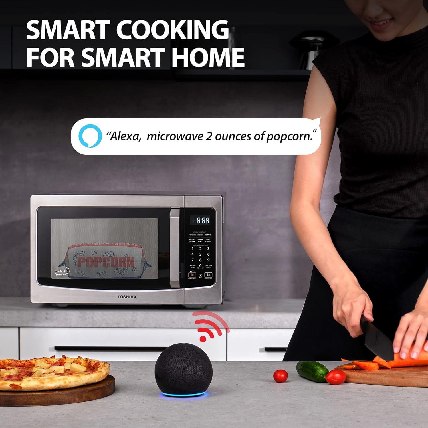 TOSHIBA Smart Microwave Oven with Sensor Reheat, 1.3 Cu.Ft, 1100W - Image 2