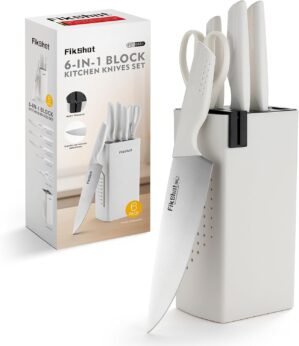 FIKSHOT 6-Piece Kitchen Knife Block...