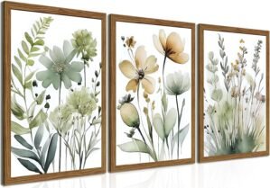 Wood Framed Sage Green Botanical Wa...