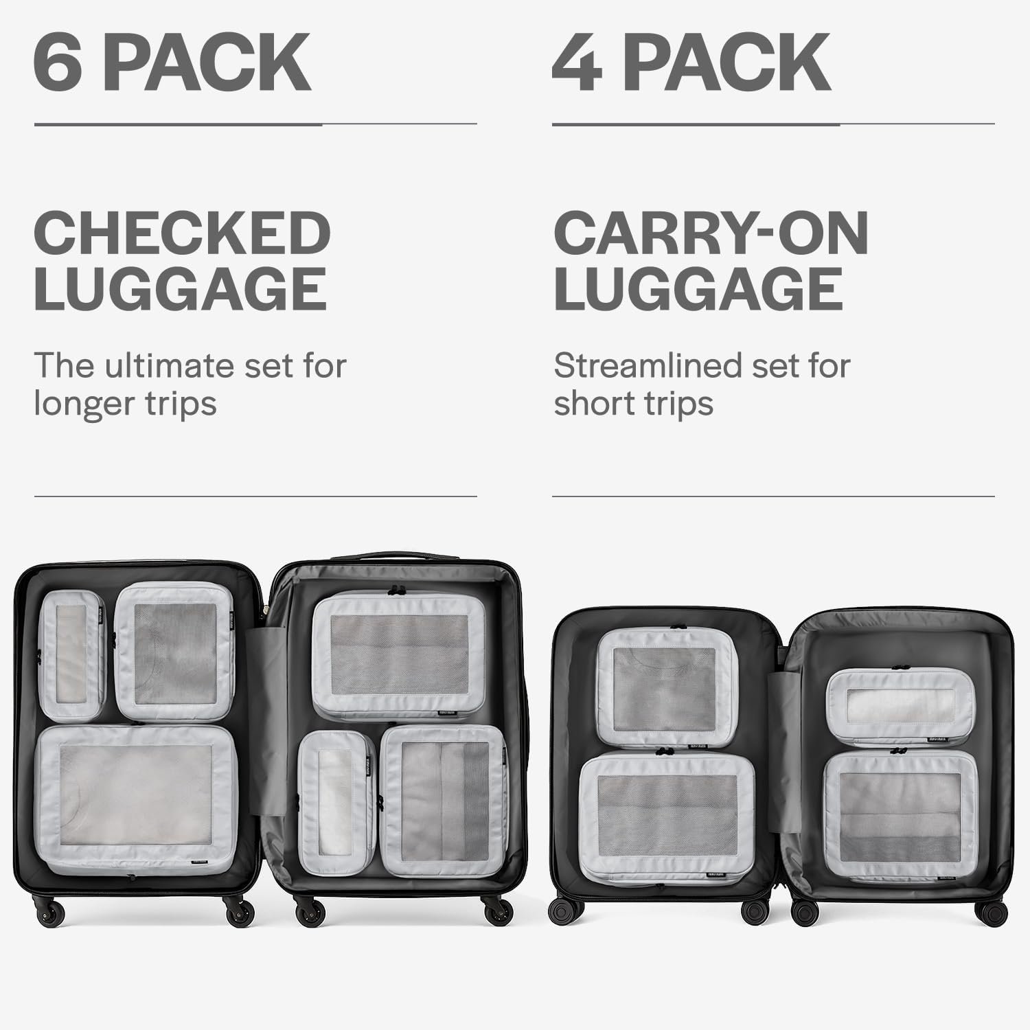 Aerotrunk Compression Packing Cubes for Travel, 6-Pack, Light Grey - Image 4
