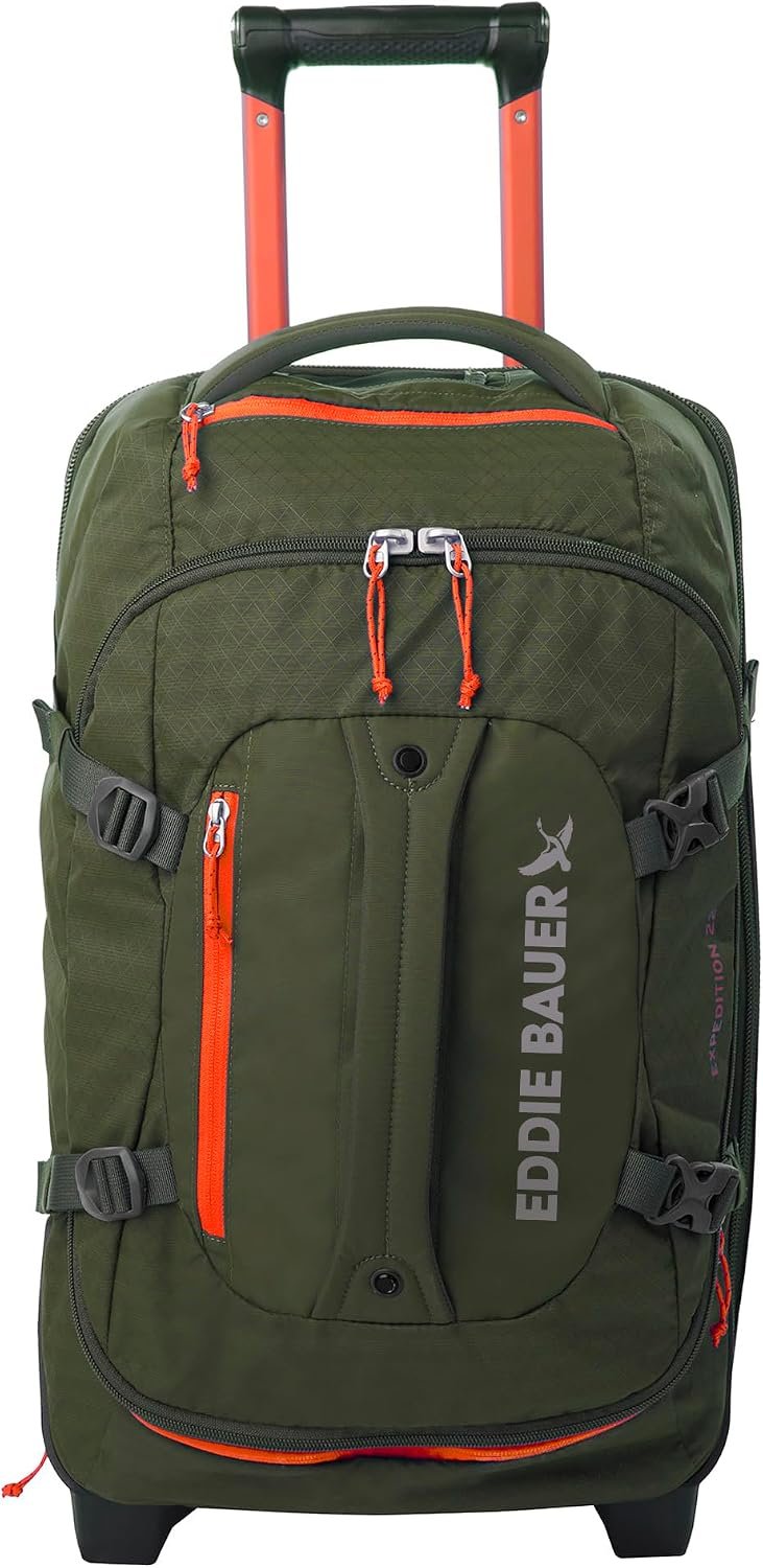 Eddie Bauer Expedition Rolling Duffel Bag with Wheels - Dark Thyme, 22" - Image 4