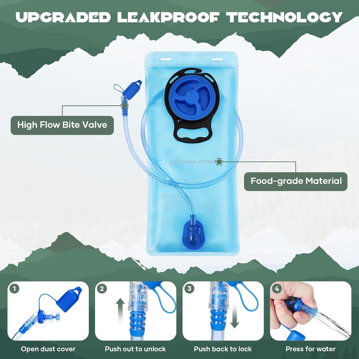 Maelstrom Lightweight Hydration Hiking Backpack with 2L/3L Water Bladder - Image 8