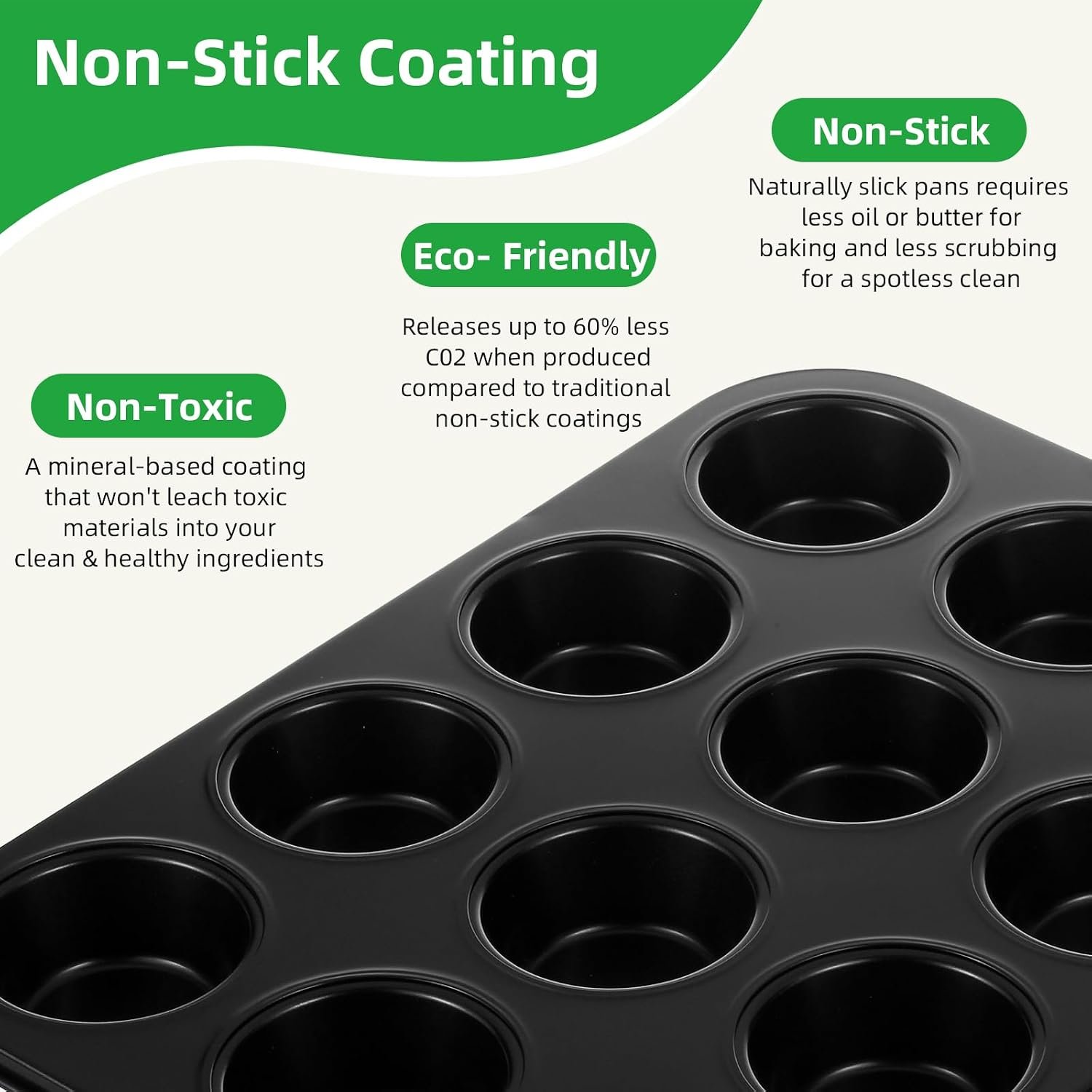 11-Piece Nonstick Baking Pans Set - Professional Grade Carbon Steel Bakeware with Premium Coating- Dishwasher Safe, Stackable, Oven Safe to 450°F (Black) - Image 4