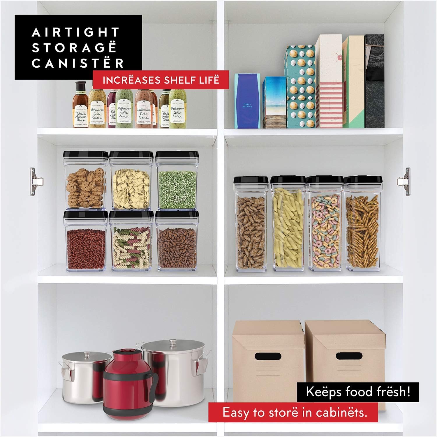 DWËLLZA KITCHEN Airtight Food Storage Containers with Lids – 6 Piece Set Air Tight Kitchen Storage Containers for Pantry Organization and Storage - Clear Plastic BPA-Free - Keeps Food Fresh & Dry - Image 2