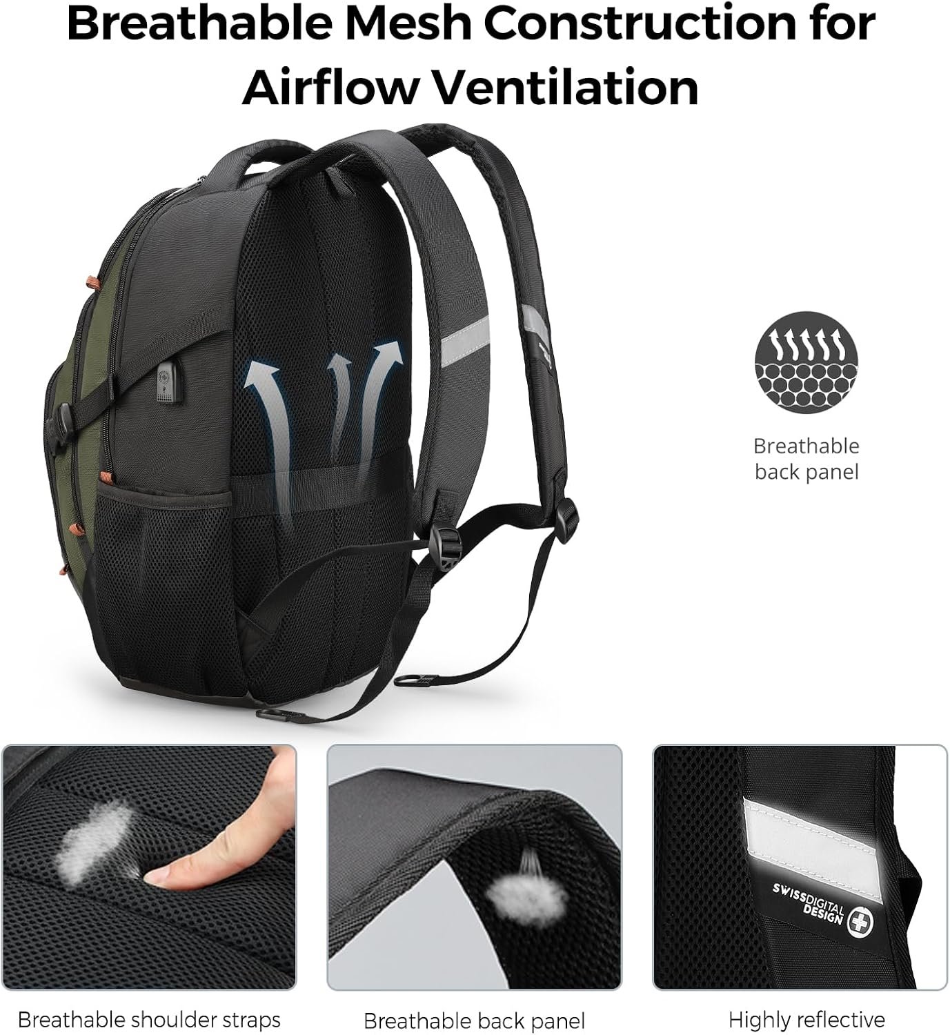 Swissdigital Design Travel Backpack for Men with USB Charging Port SD803-26 - Image 5