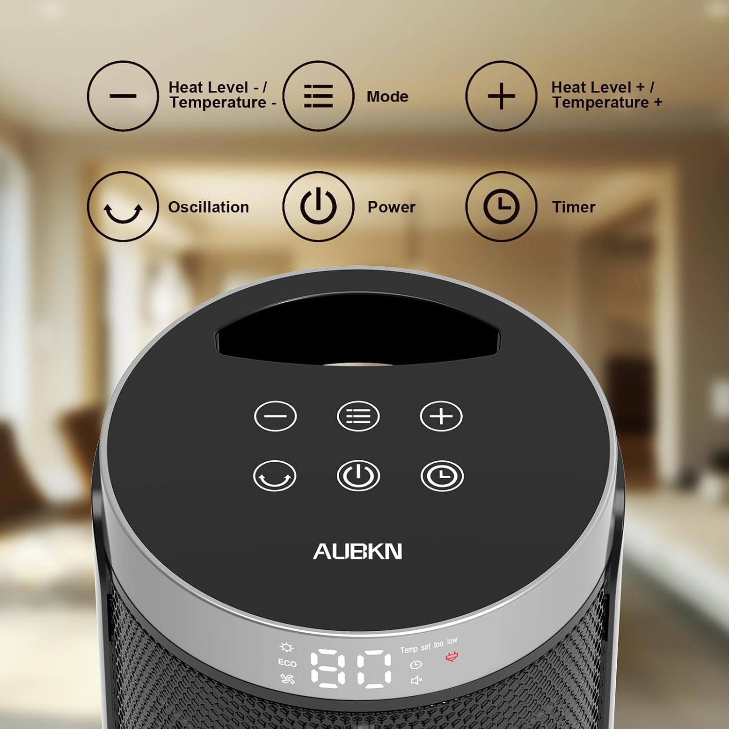 Space Heater, WINHL Portable Electric Heaters for Indoor Use,70°Oscillation - Image 2