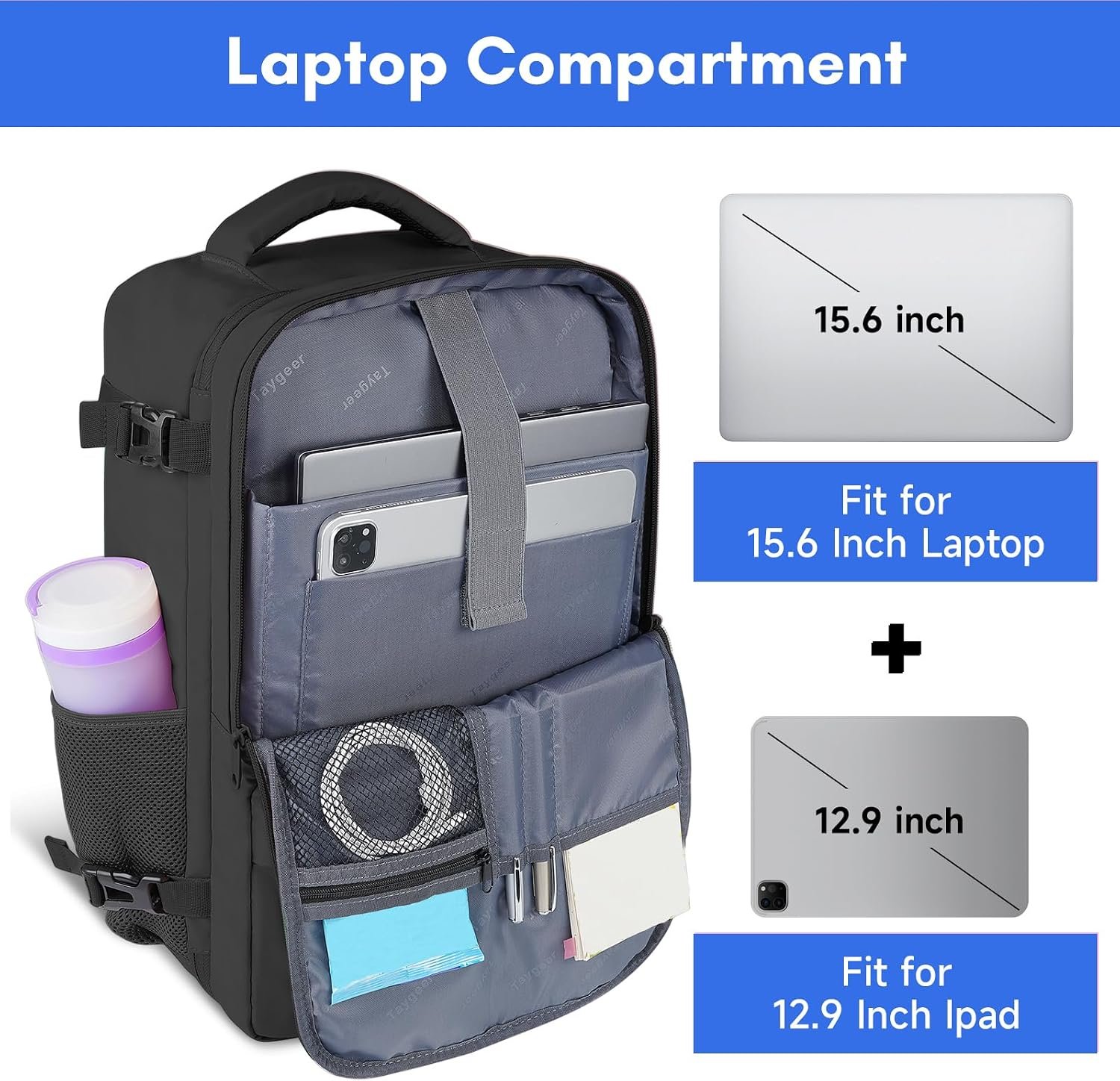Taygeer Travel Laptop Backpack for Men, Airplane Approved Travel Backpack - Image 5