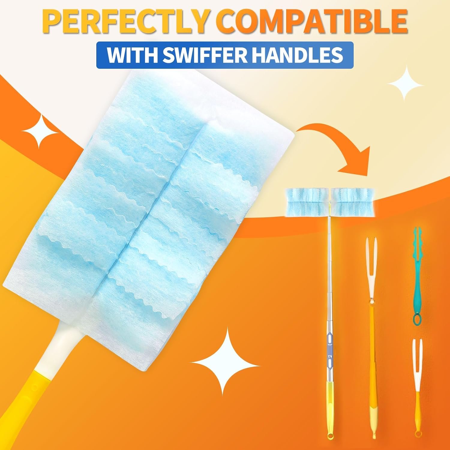 60 Count Electrostatic Duster Refills Compatible with Swiffer Duster, Multi-Surface Dusting Refills, Microfibre Dusters for Cleaning, Unscented - Image 5