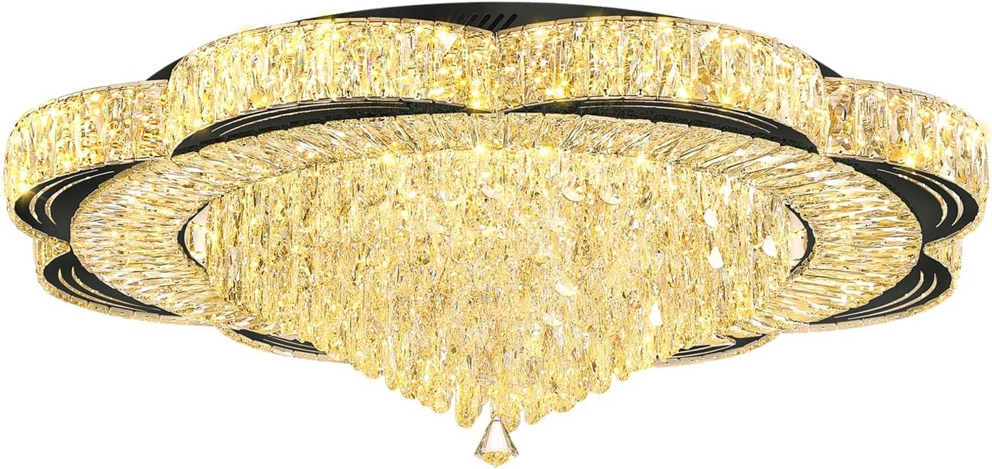 Modern Crystal Chandelier for Living Room 40in Black Crystal Raindrop Ceiling Light for Dining Room LED Dimmable 3000-6000K - Image 9