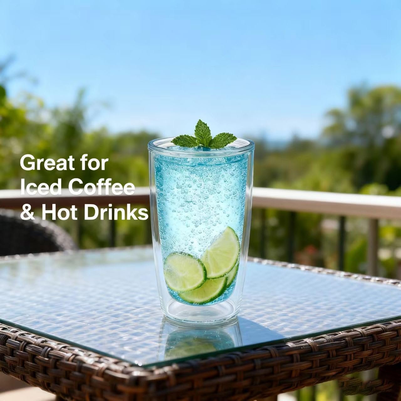 Unbreakable 16oz Tumblers Set of 4 - Plastic Double Wall Insulated Cups, Shatterproof Clear Travel Mugs Keep Drinks Cold & Hot, Reusable BPA-Free for Camping, Party, Office, Home Use (Hand Wash) - Image 8