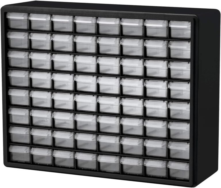 Akro-Mils 64-Drawer Plastic Storage Cabinet, 20" W x 6" D x 16" H, Black
