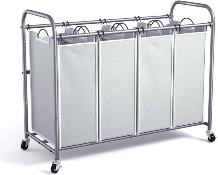 ROMOON Laundry Hamper Sorter Cart, 4-Section Organizer with Lockable Wheels