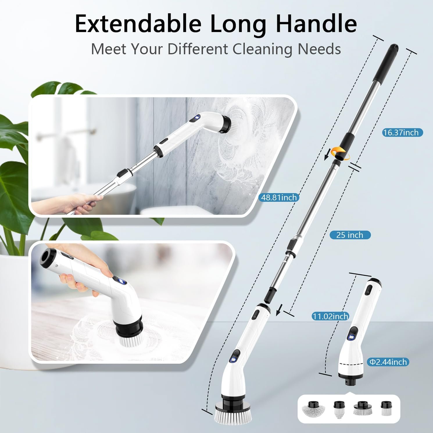 TUYU Electric Spin Scrubber, Cordless Cleaning Brush for Bathroom,Home - Image 4