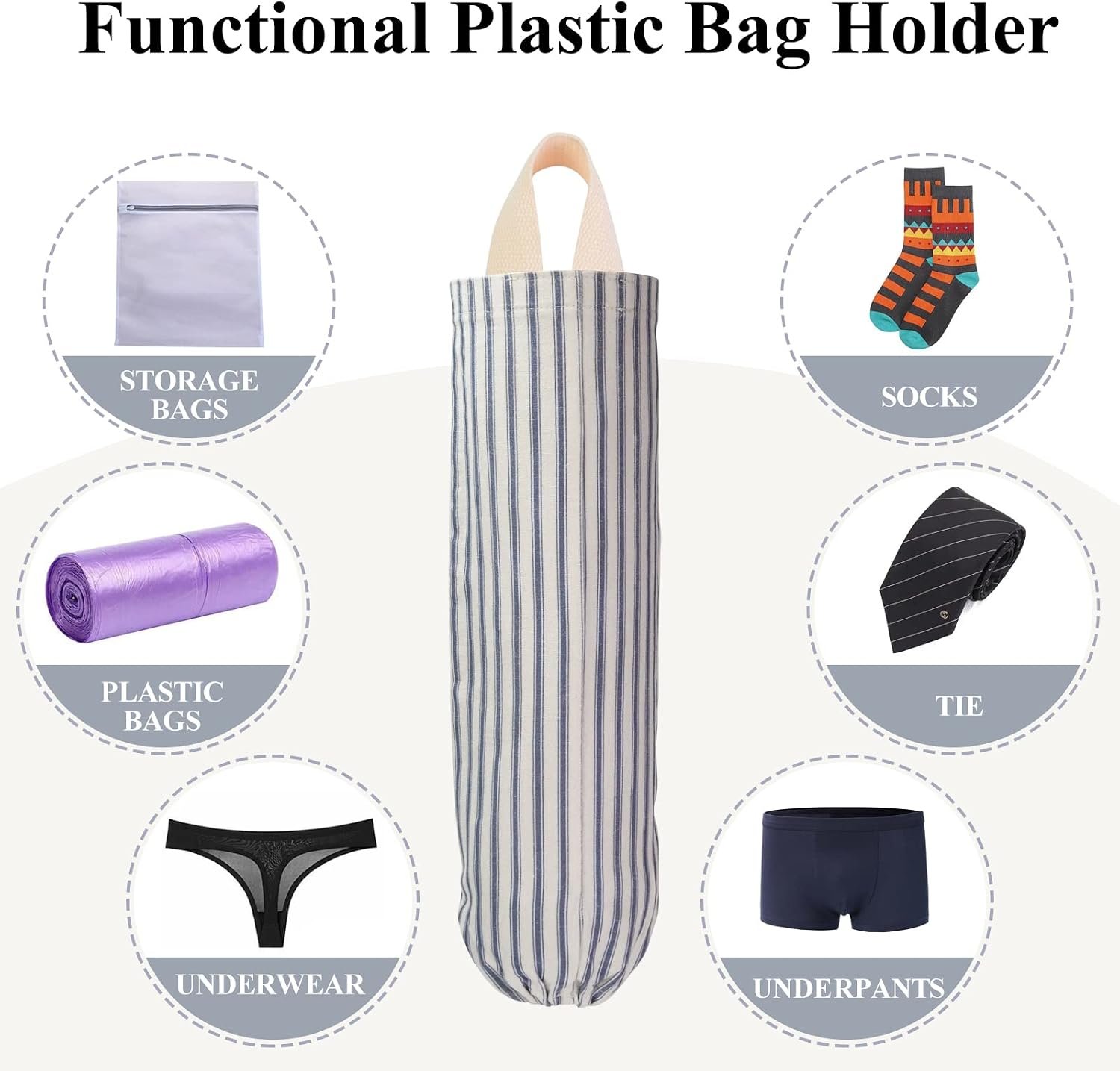 TOGETRUE Plastic Bag Holder, Wall Mount Grocery Bag Holder, Reusable Trash Bags Organizer for Home Kitchen Pantry Decor (Blue) - Image 5