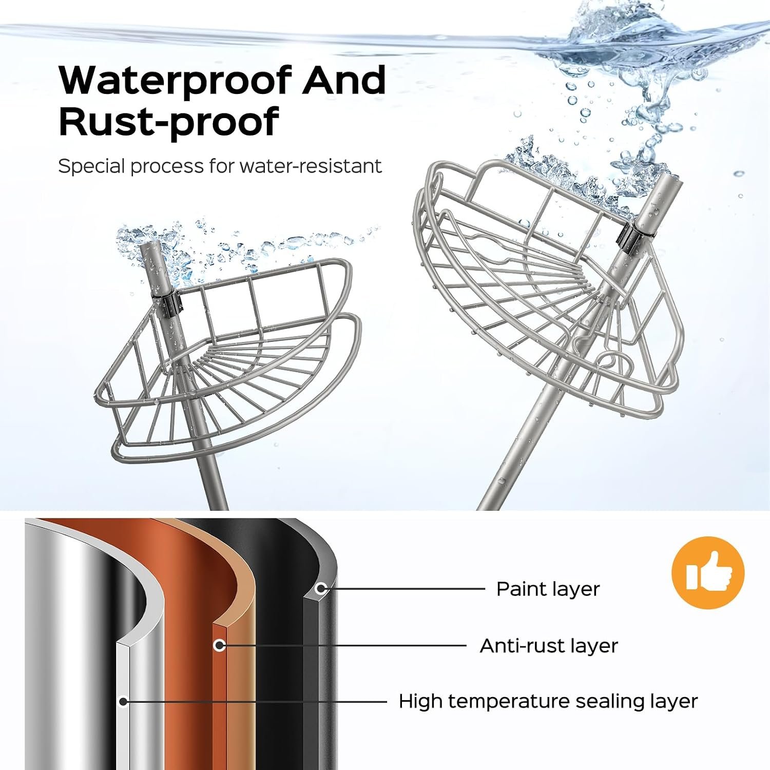 HAMITOR Corner Shower Caddy Tension Pole 4 Tier Rustproof Shampoo Organizer - Image 2