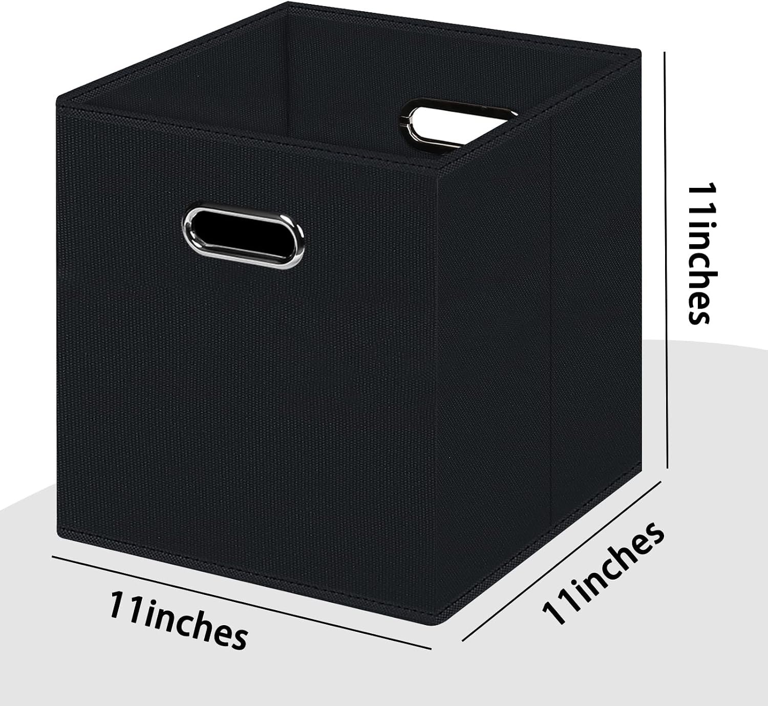 Black Foldable Storage Cubes Bins , Fabric Storage Box Cubes Organizer Baskets with Dual Handles for Home Organizer (Black) - Image 2