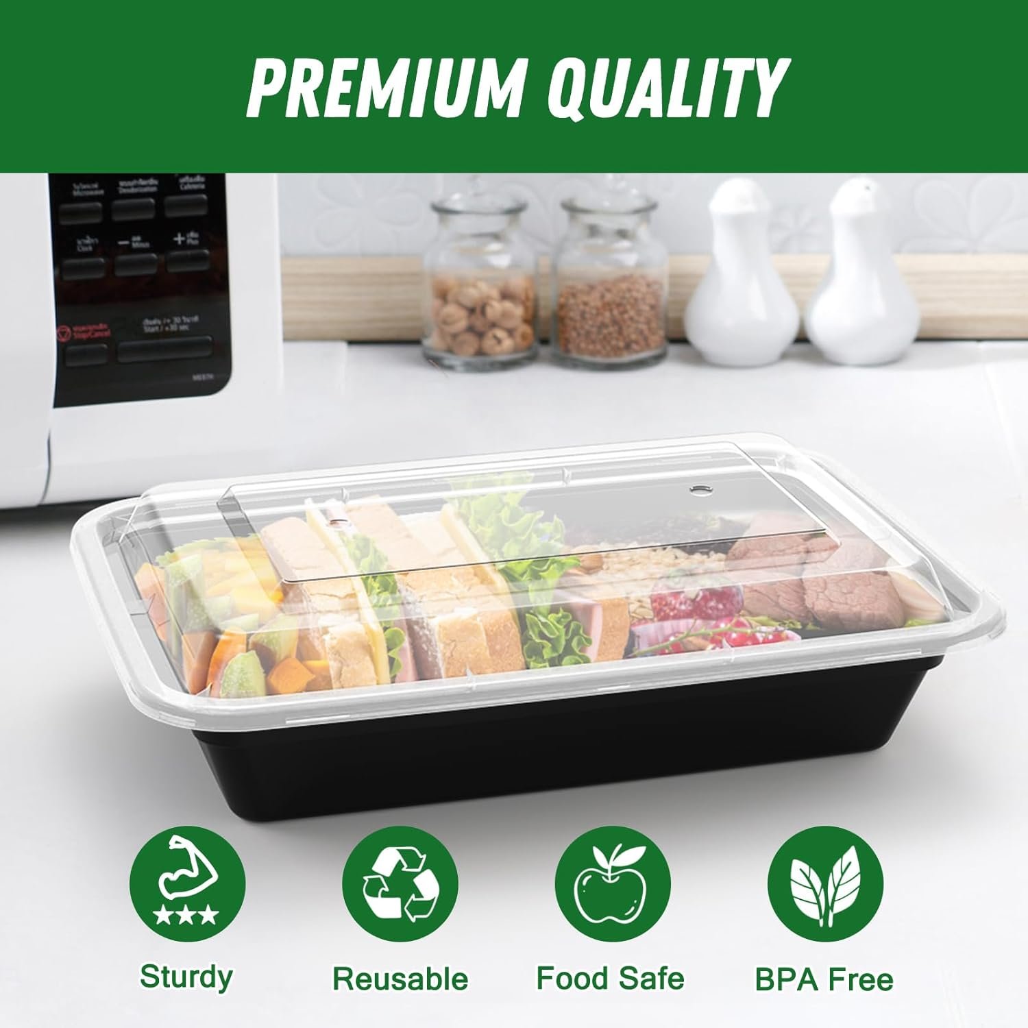 Dealusy 50 Pack (100-Piece) 28 oz Meal Prep Containers Reusable with Lids - Image 3