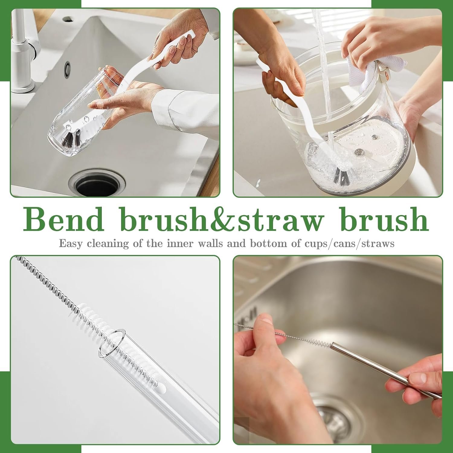 Crevice Cleaning Brush, Multifunctional Grout Brush and Straw Brush, 15 Pcs - Image 2