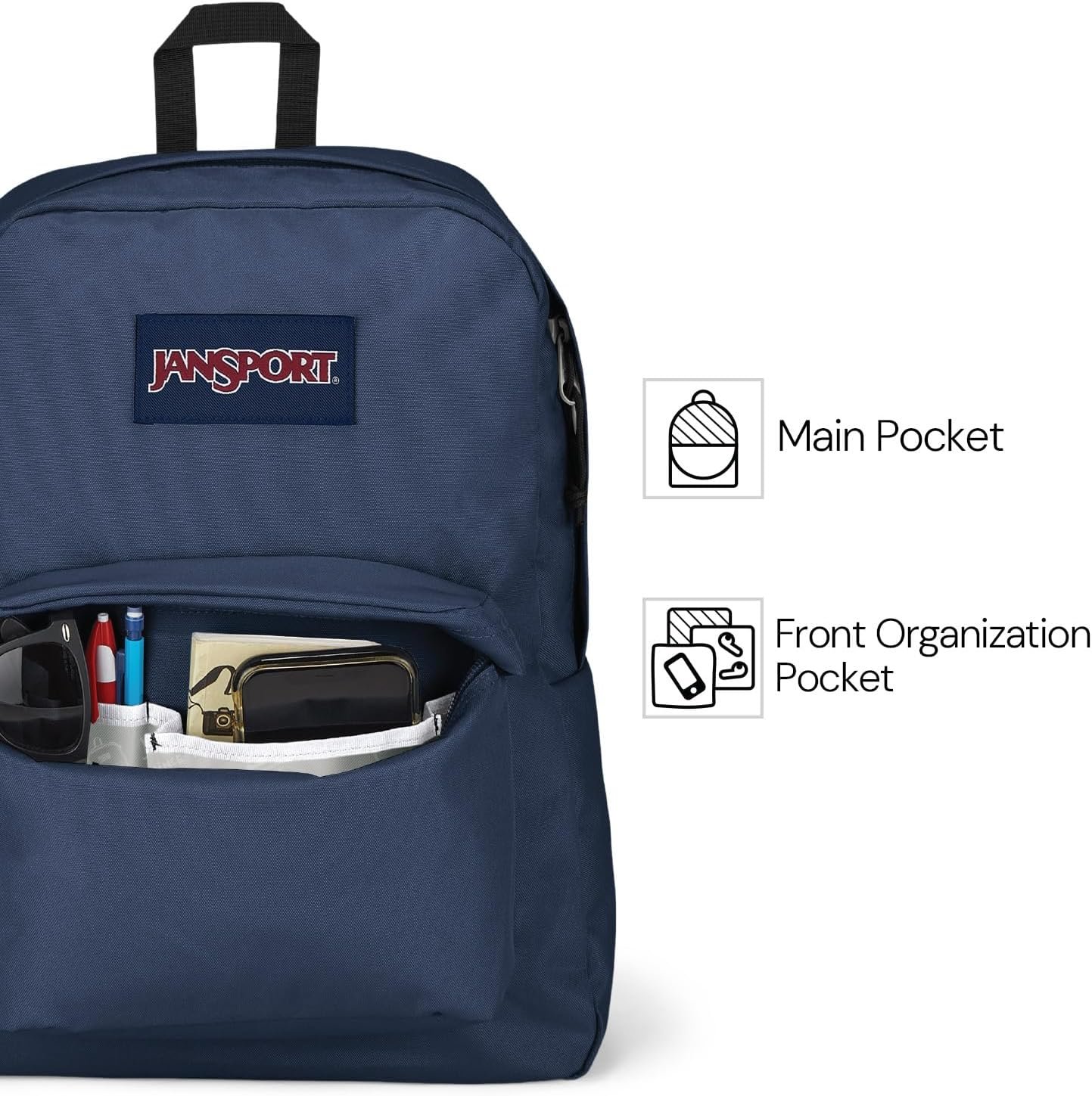 JanSport SuperBreak One Backpacks - Durable, Lightweight Bookbag with 1 Main Compartment, Front Utility Pocket with Built-in Organizer - Premium Backpack, Red Tape - Image 4