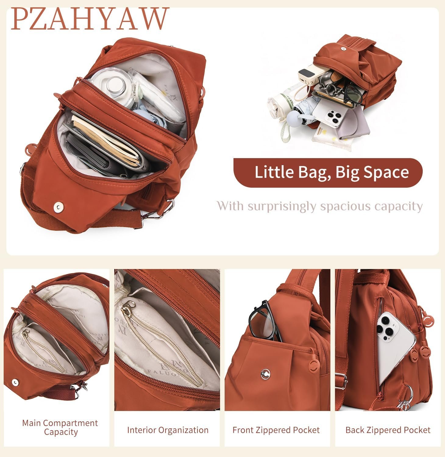 3 in 1 Anti Theft Travel Tote Bag, Convertible Capacity Backpack Purse, Lightweight Sling Bag for Women's Commute & Outdoor (Light Khaki) - Image 3
