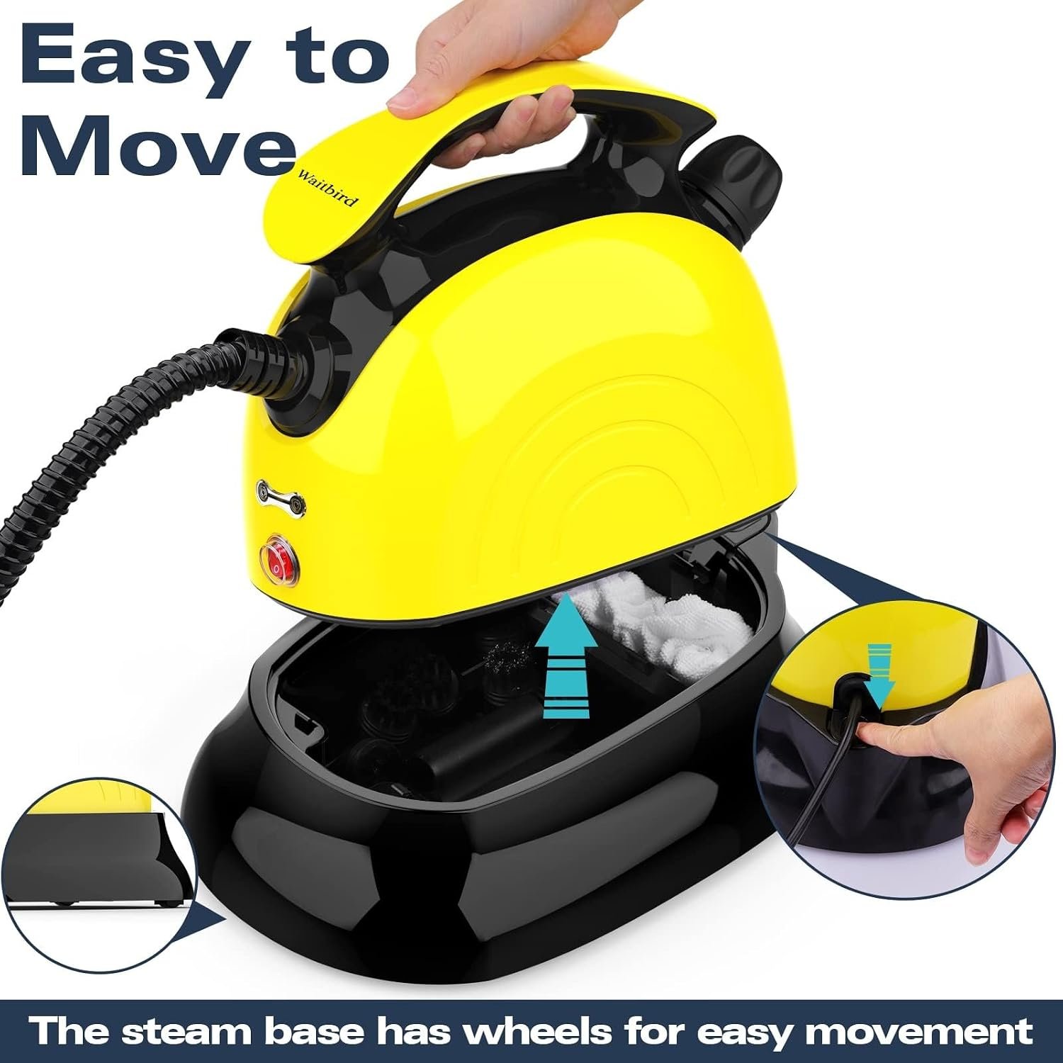 Waitbird steam cleaner base, detachable, easy to assemble, with wheels for easy movement, suitable for home steam cleaners. - Image 4
