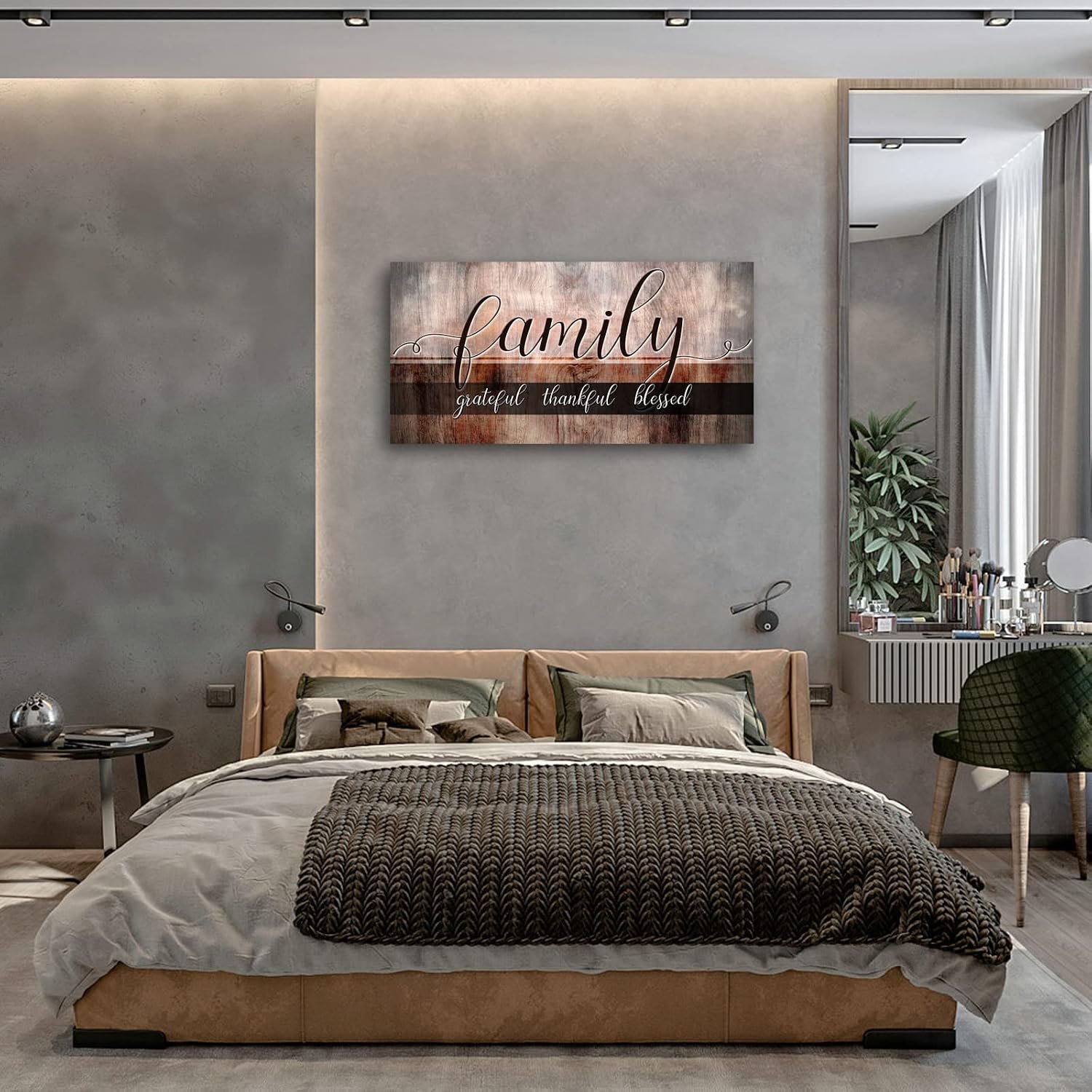 Canvas Wall Art for Living Room-Family Grateful Thankful Blessed-Christian Wall Decor-Family Signs Canvas Prints-Blessed Wall Decor-Artwork Framed Painting Home Decoration Ready to Hang 20"x40" - Image 4