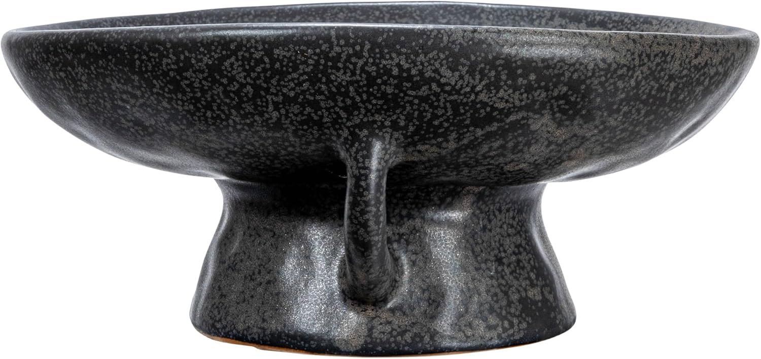 Creative Co-Op Stoneware Bowl with Handle and Base, Black Reactive Glaze - Image 6