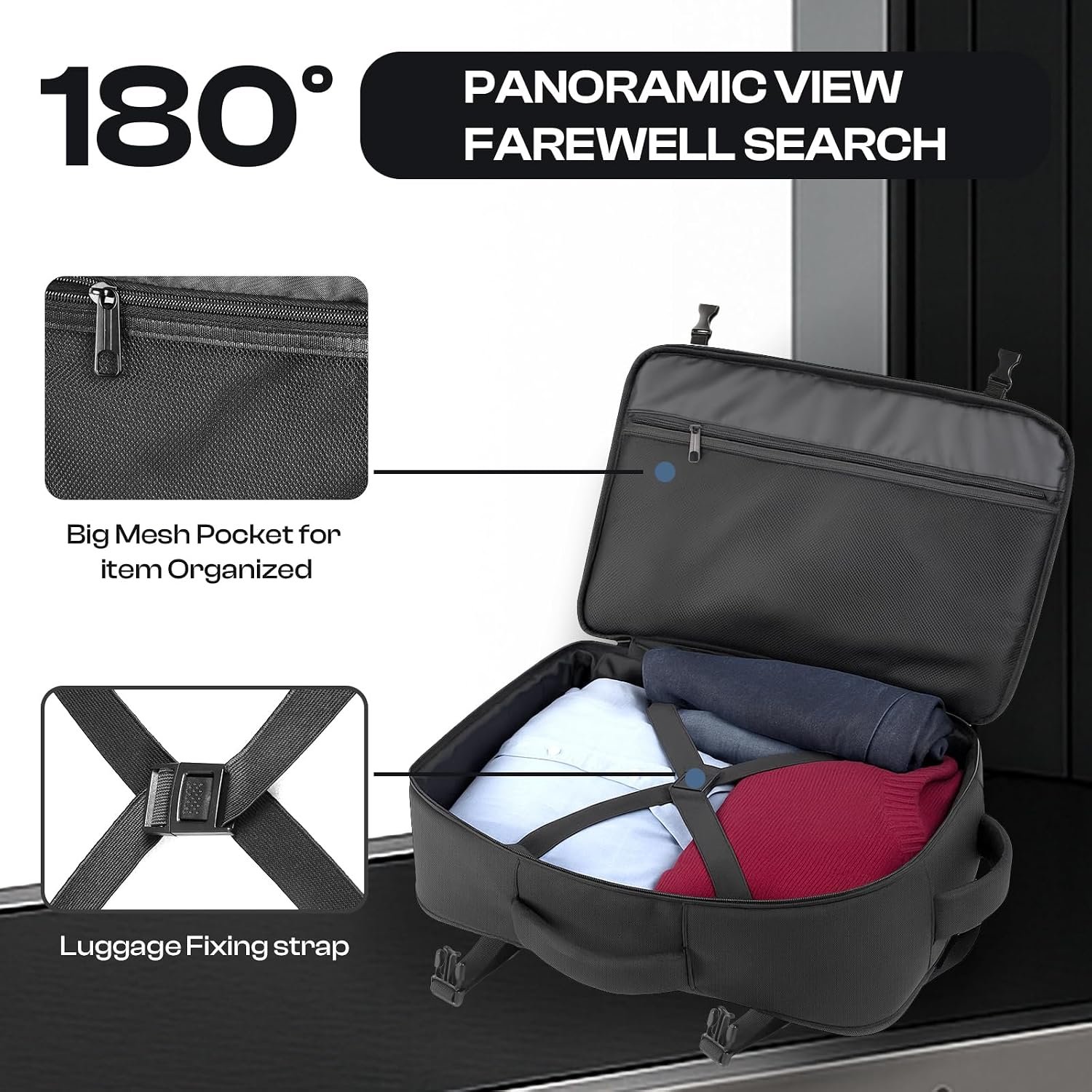 Roomy Travel Backpack,Expandable 40L-50L Carry On Backpack For 17.3" Laptop - Image 6
