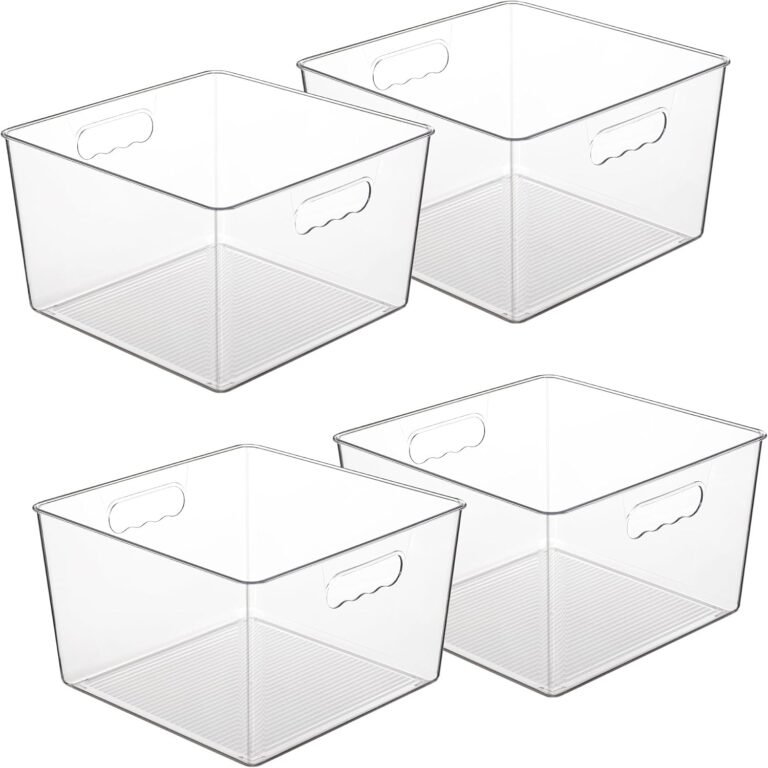Vtopmart 4 Pack Extra Large Clear Storage Bins, 11x11 Cube Organizer