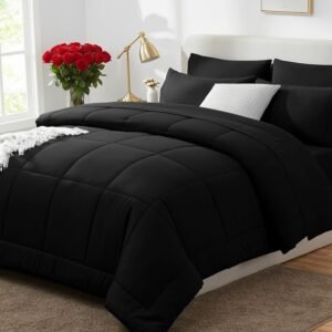 CozyLux Queen Comforter Set Black &...