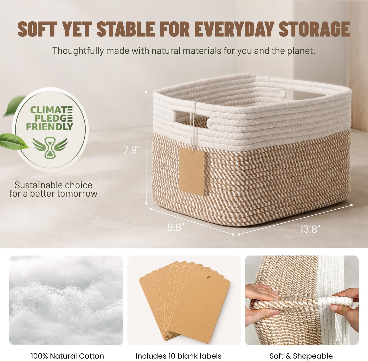 5 Pack Woven Storage Baskets, Decorative Storage Bins for Organizing - Image 3