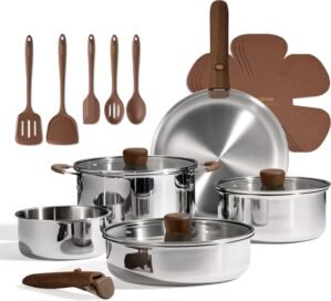 CAROTE 19pcs Tri-Ply Stainless Stee...