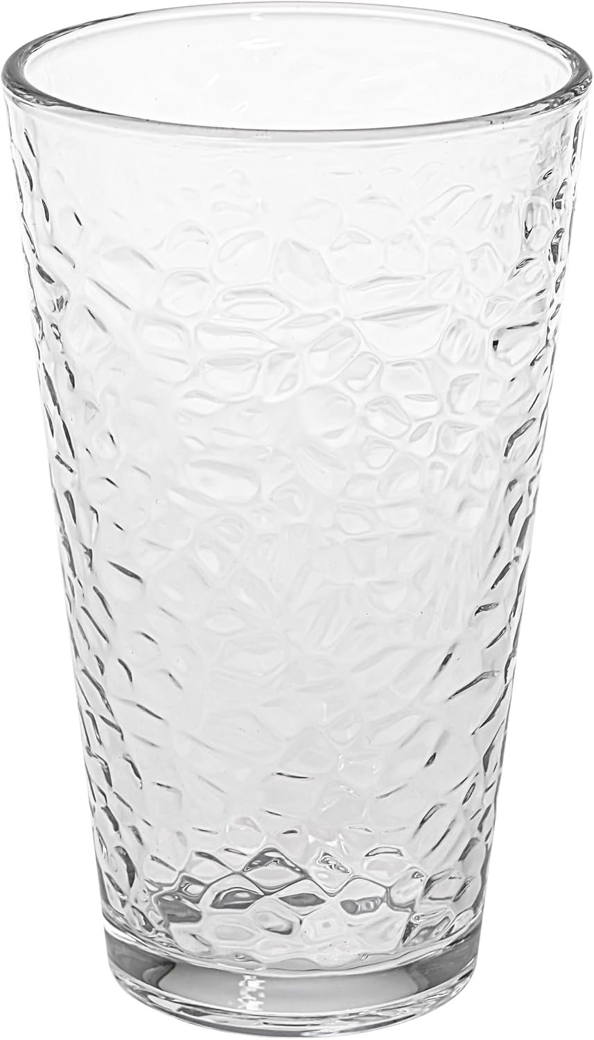 Le'raze Set of 10 Hammered Glass Cups, Clear Heavy Base Drinking Glasses - Image 8