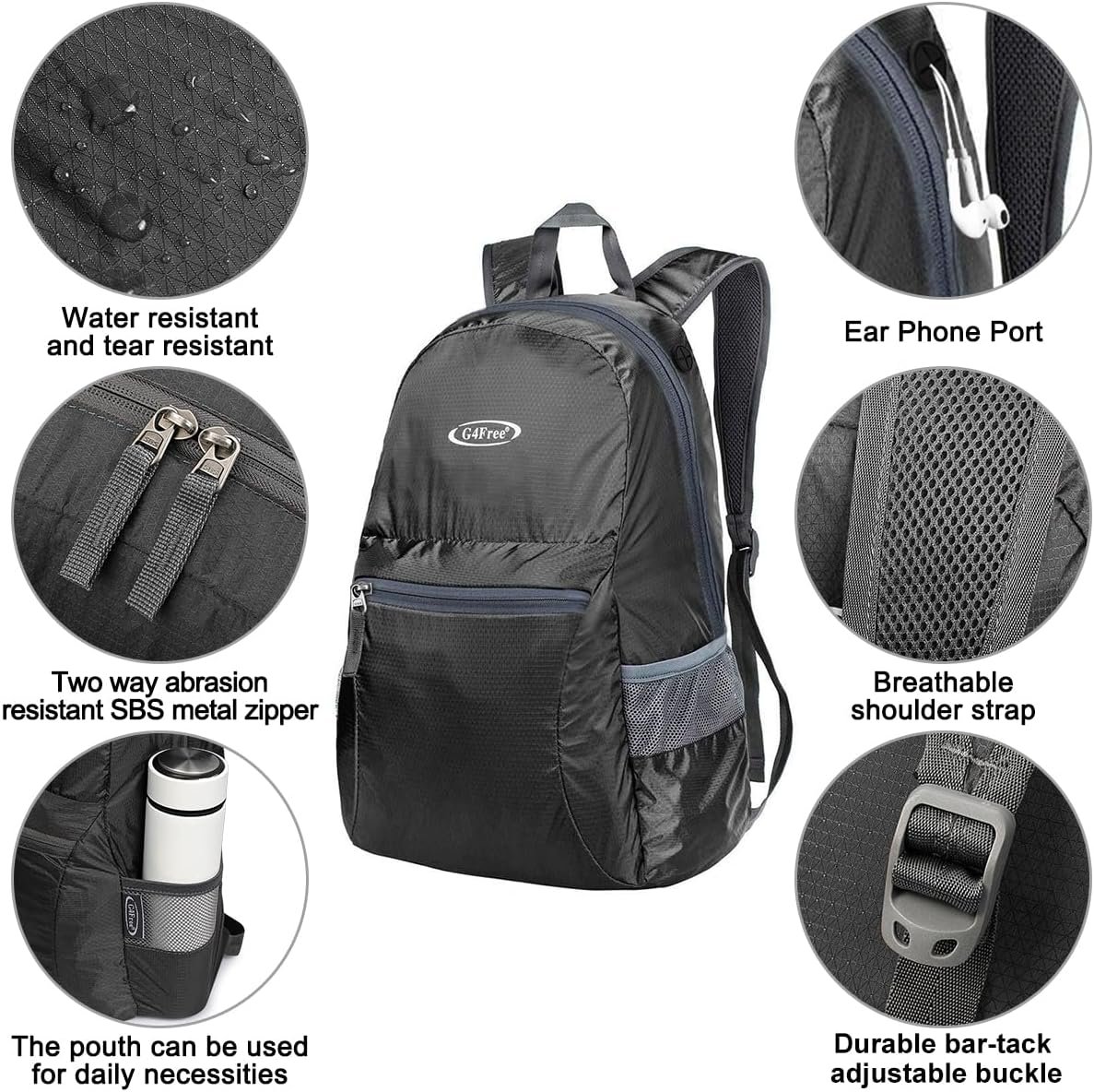 G4Free 20L Small Packable Travel Hiking Backpack for Men Women - Image 4