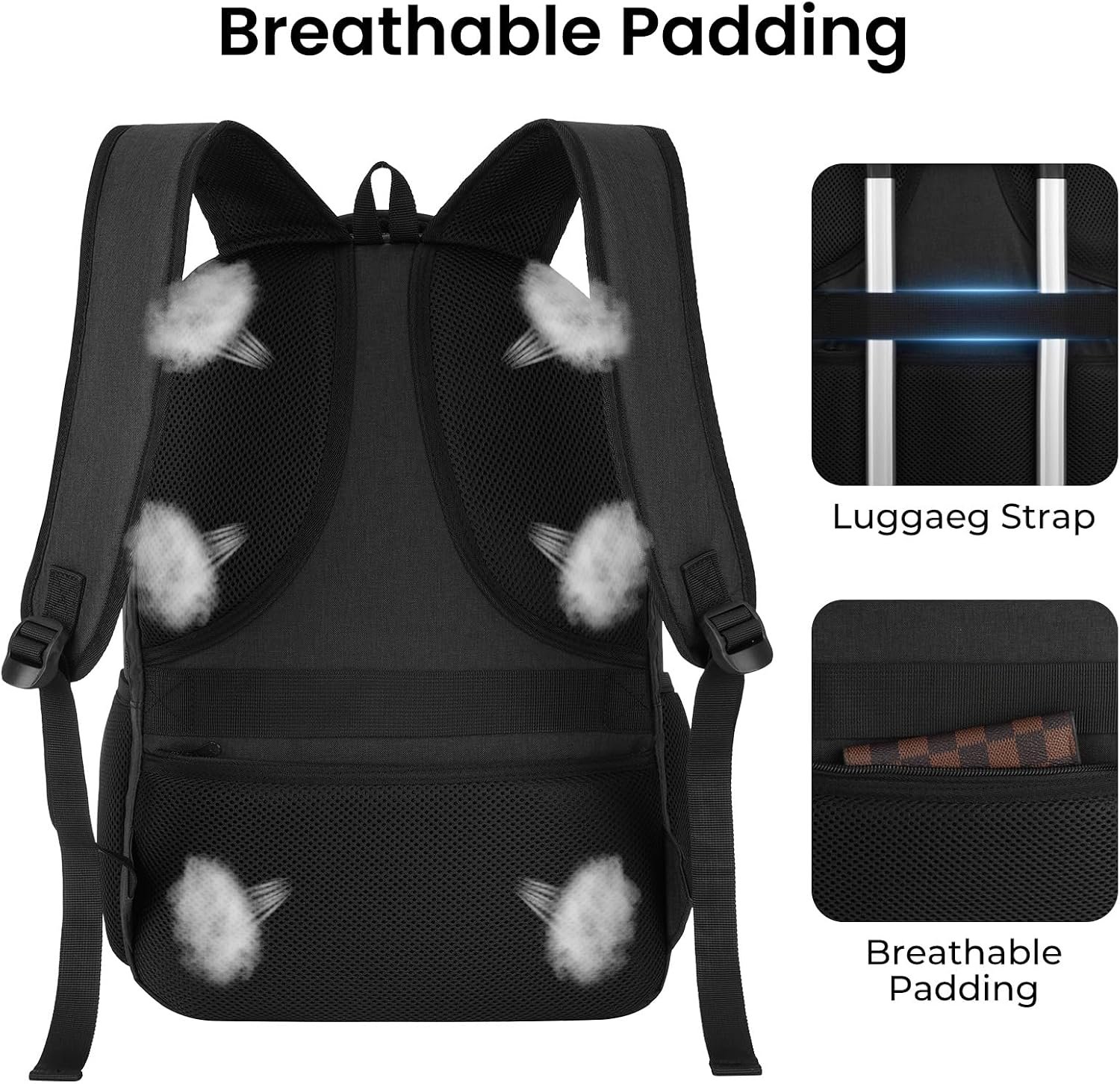 BIKROD Backpack for Men and Women, School Backpacks for Teen Boys Girls, Water Resistant Sturdy Anti Theft Travel Laptop Backpack, Black Student Bookbag Fits 15.6 Inch Laptop, Gifts - Image 6