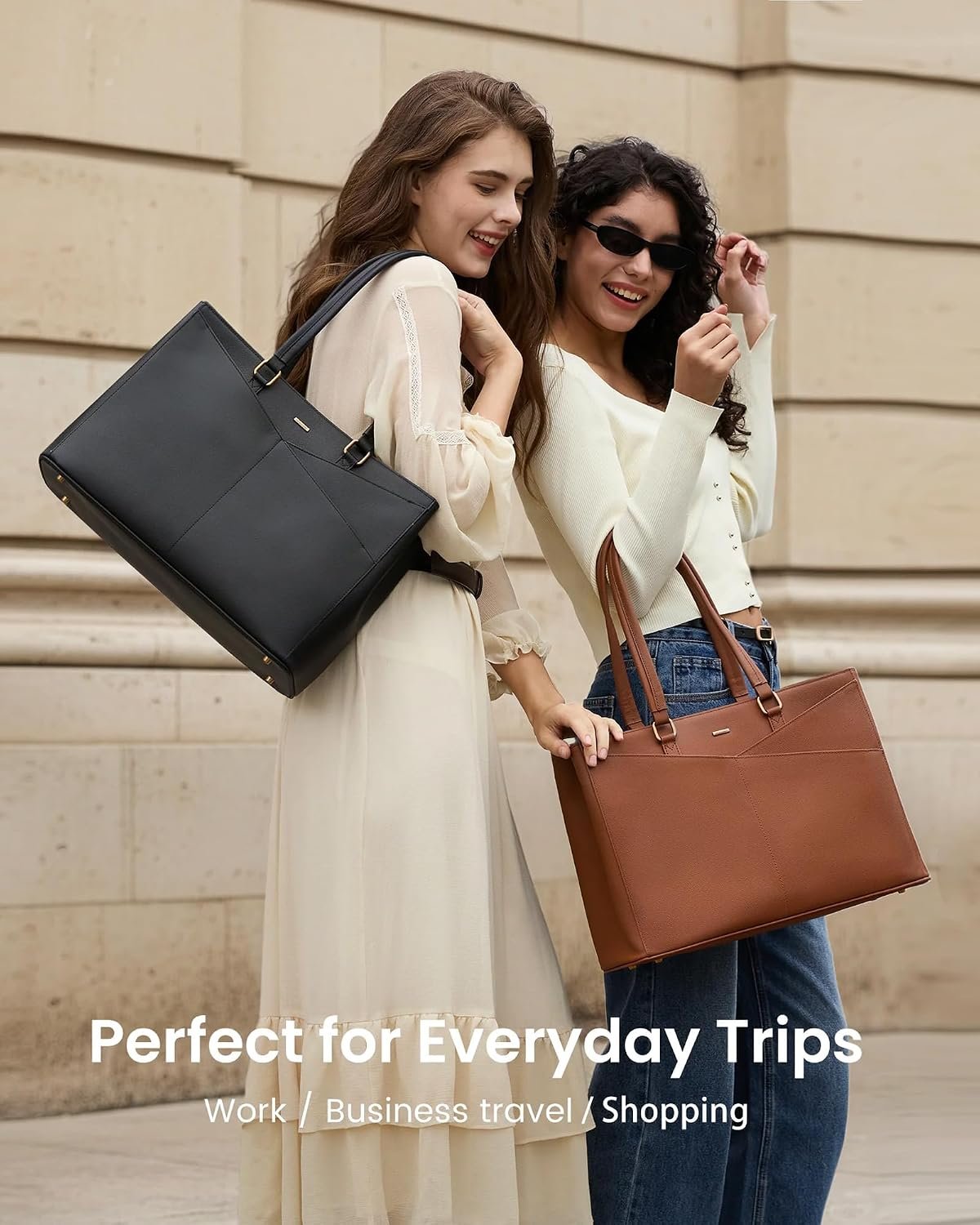 LOVEVOOK Laptop Tote Bag for Women 15.6 Inch Waterproof Leather Computer Bags Business Office Work Briefcase Black - Image 7