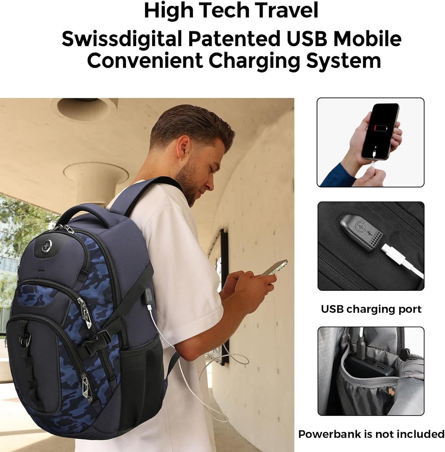 Swissdigital Design Laptop Backpack for Men with USB Charging Port SD803-92 - Image 2