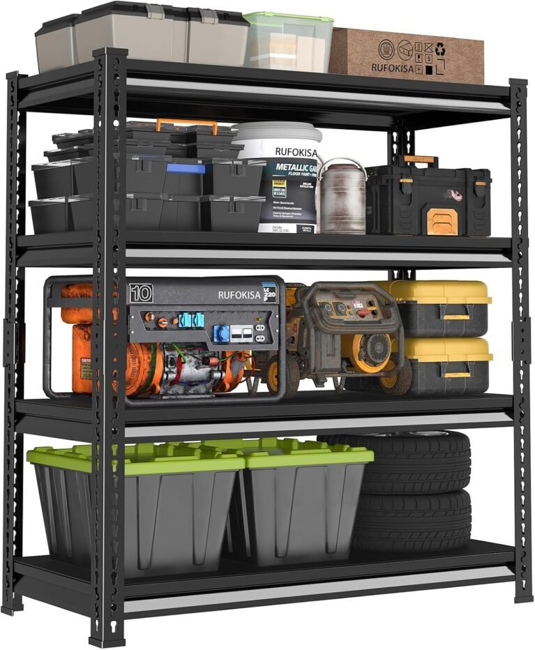 40" W Garage Shelving Heavy Duty，1800LBS Loads Metal Shelving Units and Storage,4-Tier Garage Storage Shelves Heavy Duty, Industrial Utility Shelves,40”W x 16”D x 72”H(Black)