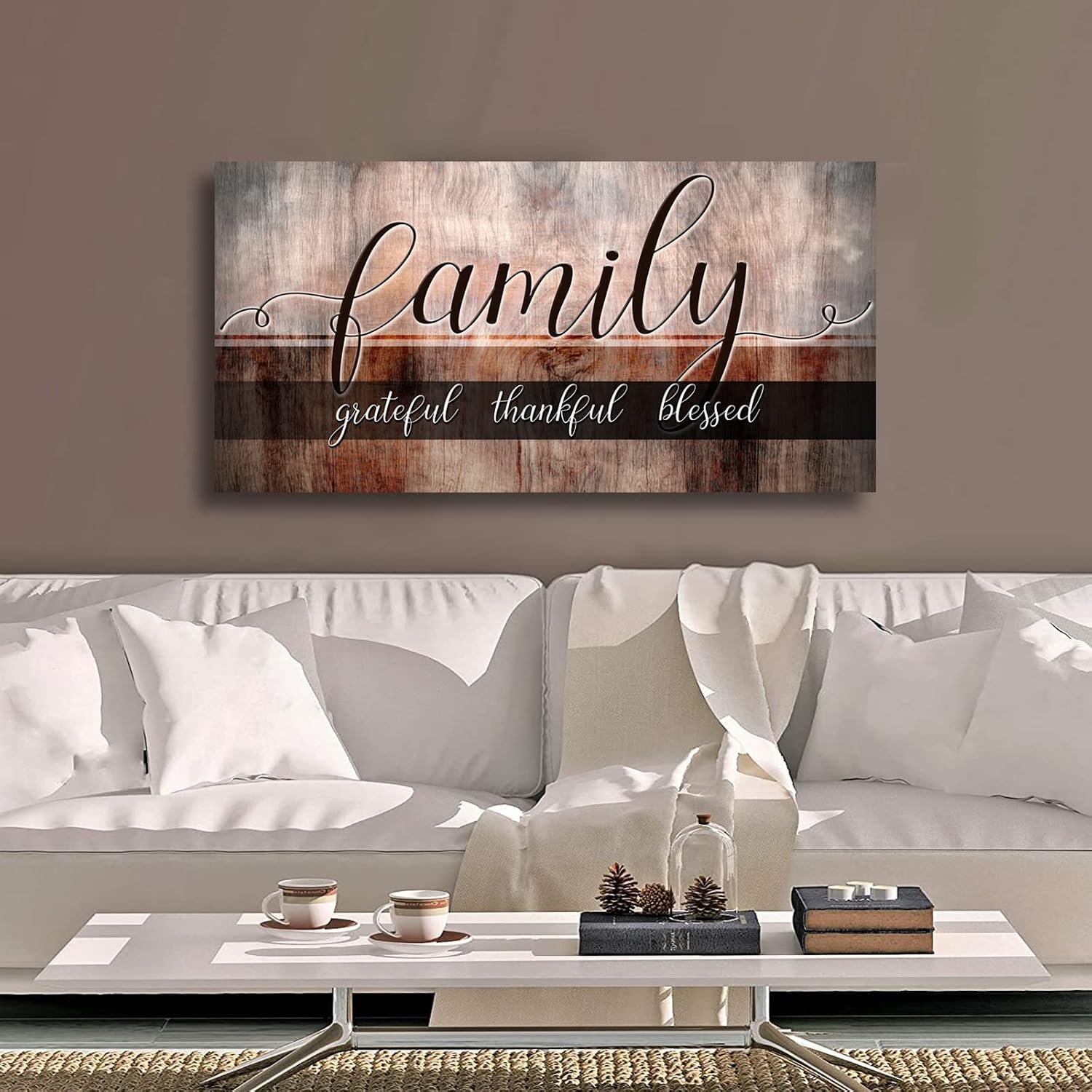 Canvas Wall Art for Living Room-Family Grateful Thankful Blessed-Christian Wall Decor-Family Signs Canvas Prints-Blessed Wall Decor-Artwork Framed Painting Home Decoration Ready to Hang 20"x40" - Image 5